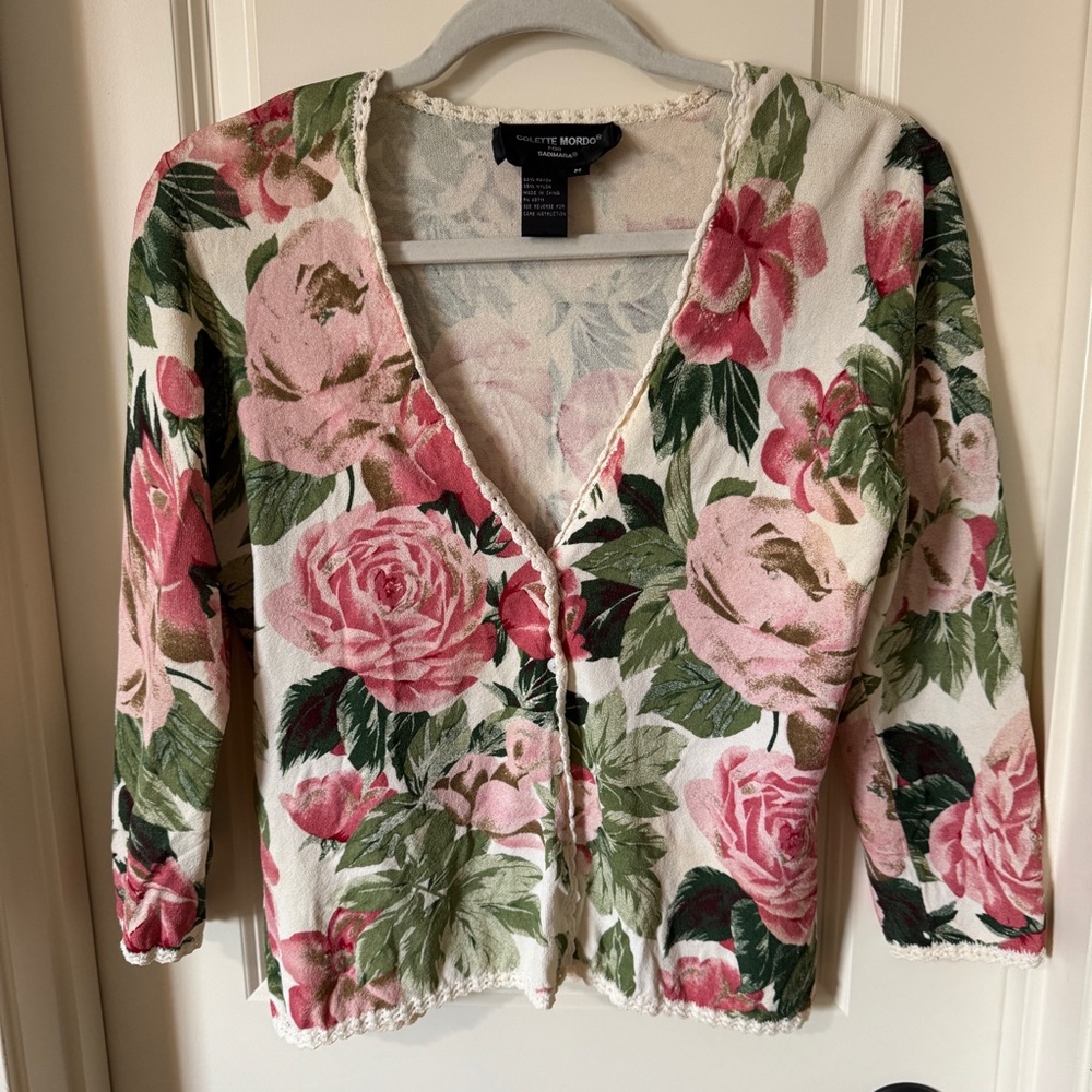 Y2K Lightweight Knit Floral Cardigan